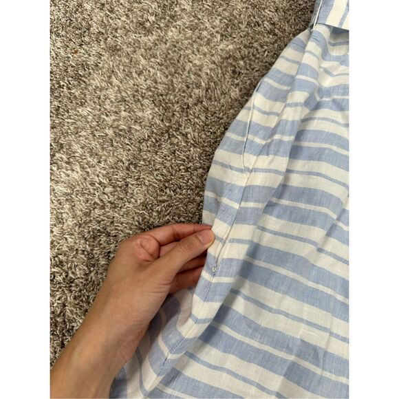 Sigrid Olsen 100% Linen A-line Halter striped Midi Dress Women’s S Blue/White - Picture 10 of 13